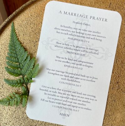 Marriage Prayer Card you can print